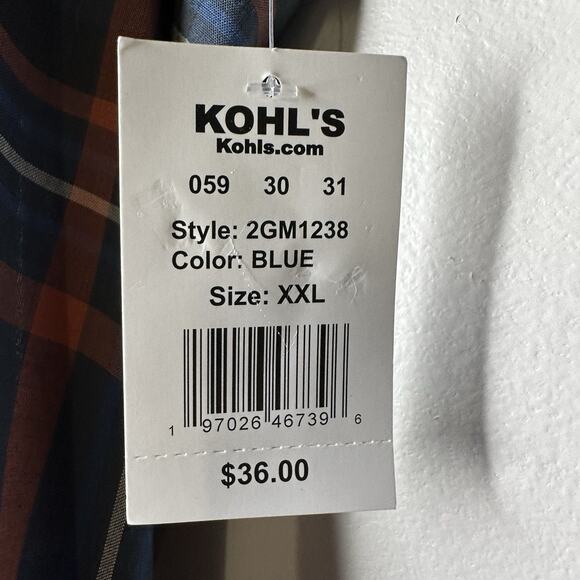 Corvette Shirt Mens XXL Blue Plaid Short Sleeve Button Up Camp GM Official New - Picture 4 of 5